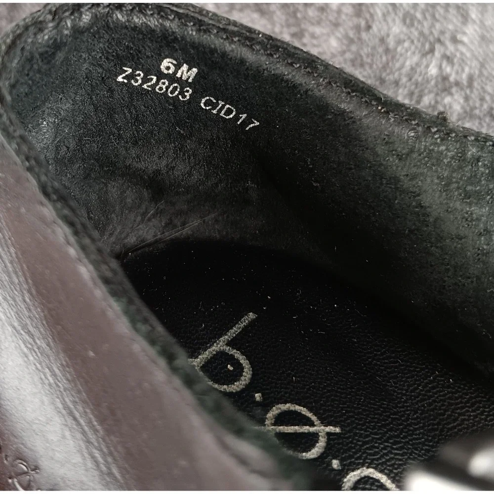 Born boc Black Leather Wedge Mary‎ Jane Cutout Sandals Women Size 6M
